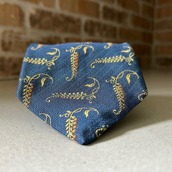 Robert talbott best of class navy blue gold grape vine men’s silk tie wine gift - Picture 4 of 15